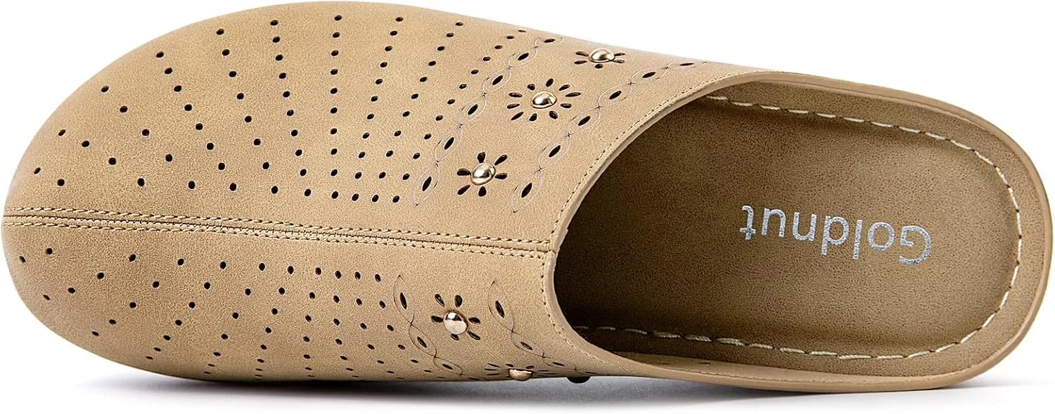 Closed Toe Clogs for Women Slip-On Mules: Comfortable Women's Mule & Clog with Carved Floral Design