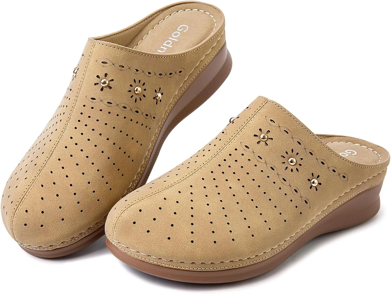 Closed Toe Clogs for Women Slip-On Mules: Comfortable Women's Mule & Clog with Carved Floral Design