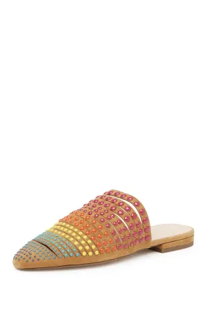 Color Leather Mules Potz Strappy Advanced technology Slides York Door-to-door service Tan Toe Multi New Pointed Cecelia