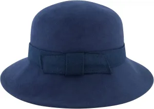 Concept One Christian Siriano New York Cloche, Women's Vintage Wool Felt Bowler Hat with Fabric Knot Band