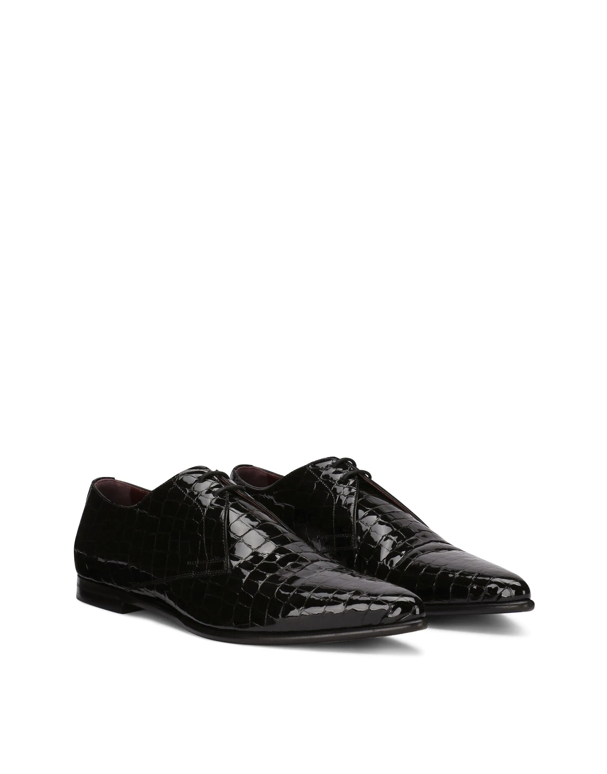 Crocodile-print calfskin Derby shoes