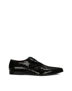 Crocodile-print calfskin Derby shoes