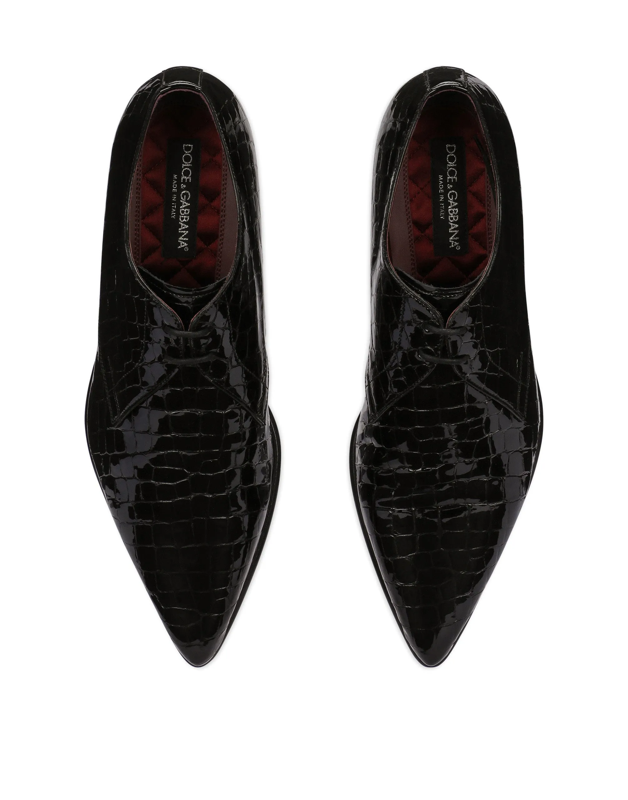 Crocodile-print calfskin Derby shoes