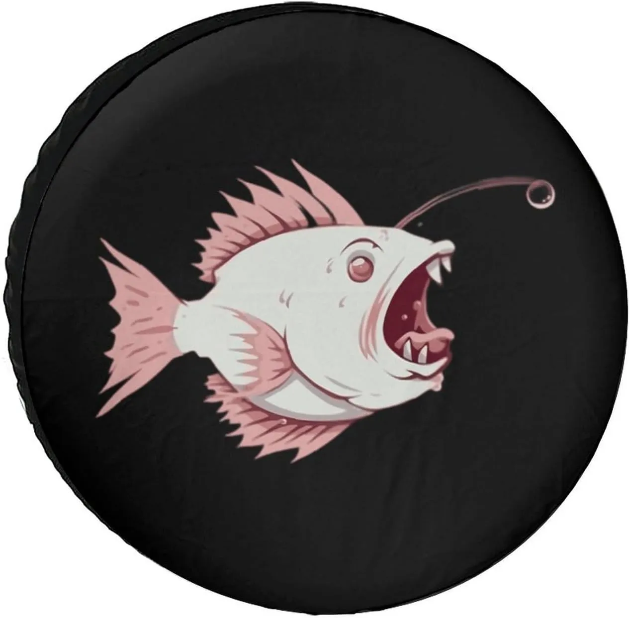 Cute Cartoon Lantern Fish Spare Tire Cover Oxford Coth Waterproof Wheel Cover Universal Fit 30inch