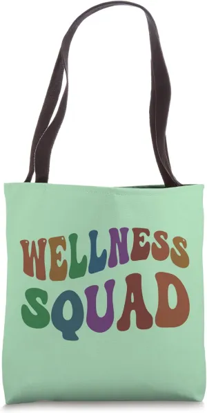 Cute WELLNESS SQUAD Mental Health Teacher Trainer Yoga Coach Tote Bag
