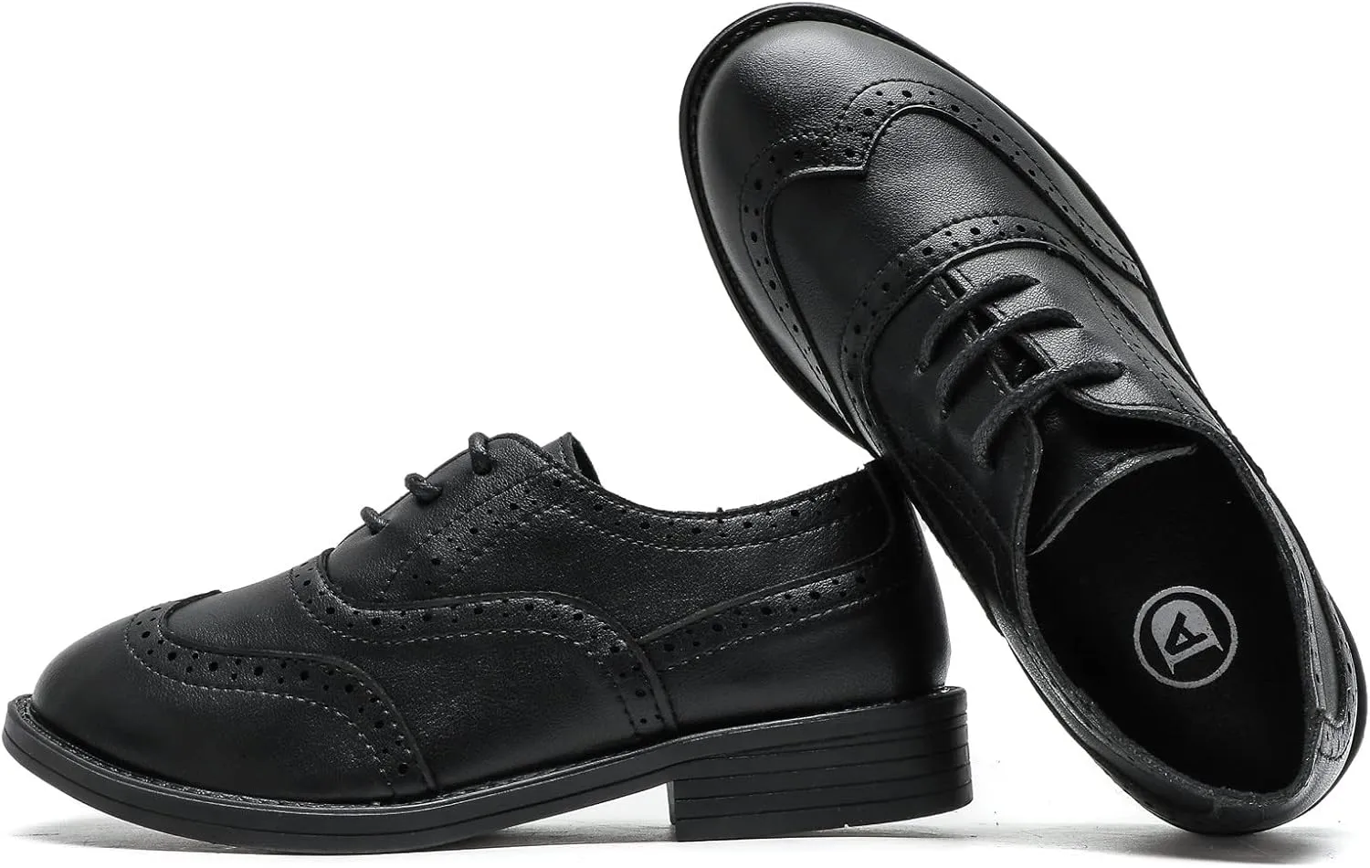 DADAWEN Boy's Classic Leather Lace Up Wingtip Comfort Oxford Shoes School Uniform Wedding Church Dress Shoes (Toddler/Big Kid/Little Kid)