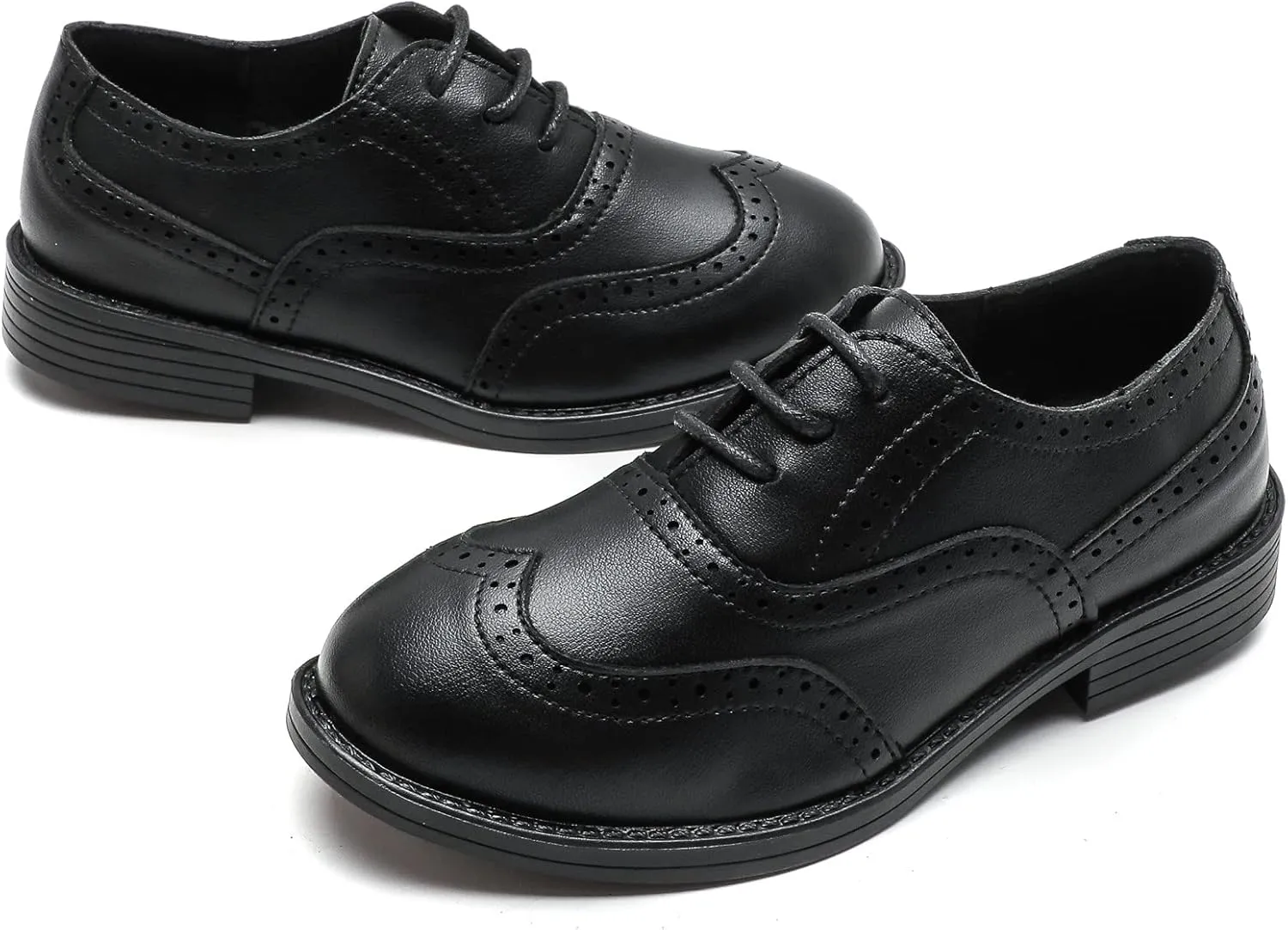 DADAWEN Boy's Classic Leather Lace Up Wingtip Comfort Oxford Shoes School Uniform Wedding Church Dress Shoes (Toddler/Big Kid/Little Kid)
