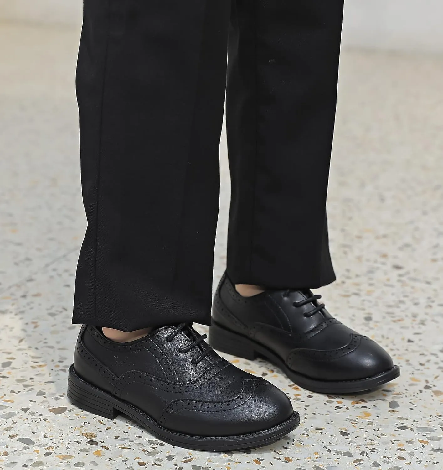 DADAWEN Boy's Classic Leather Lace Up Wingtip Comfort Oxford Shoes School Uniform Wedding Church Dress Shoes (Toddler/Big Kid/Little Kid)