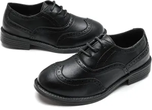DADAWEN Boy's Classic Leather Lace Up Wingtip Comfort Oxford Shoes School Uniform Wedding Church Dress Shoes (Toddler/Big Kid/Little Kid)