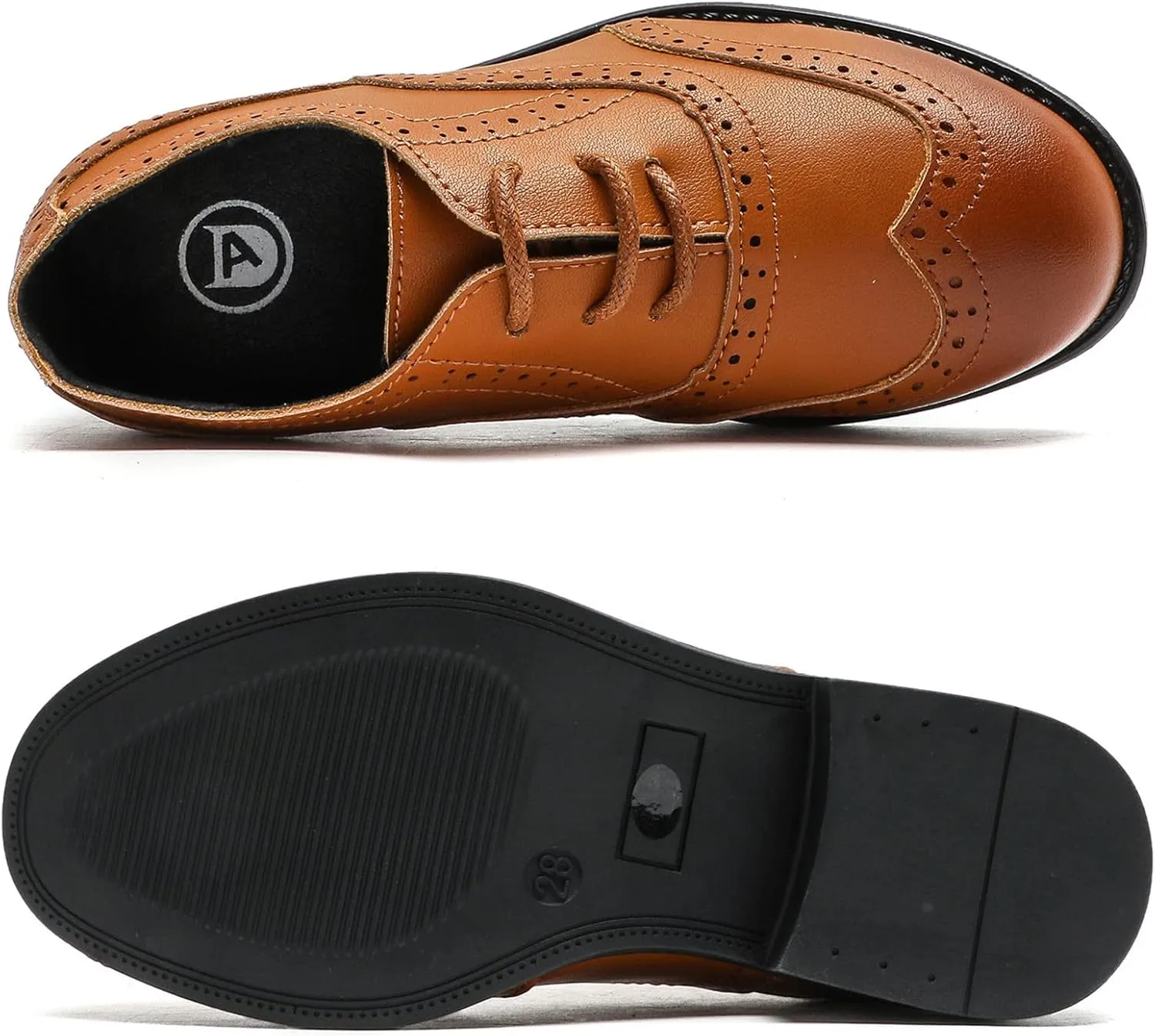 DADAWEN Boy's Classic Leather Lace Up Wingtip Comfort Oxford Shoes School Uniform Wedding Church Dress Shoes (Toddler/Big Kid/Little Kid)