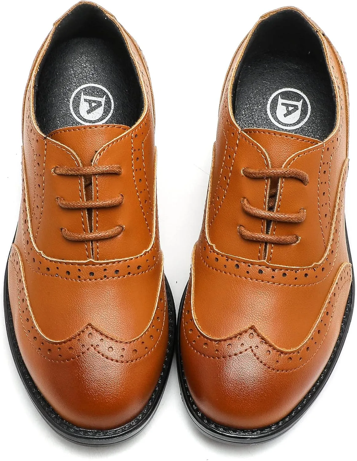 DADAWEN Boy's Classic Leather Lace Up Wingtip Comfort Oxford Shoes School Uniform Wedding Church Dress Shoes (Toddler/Big Kid/Little Kid)