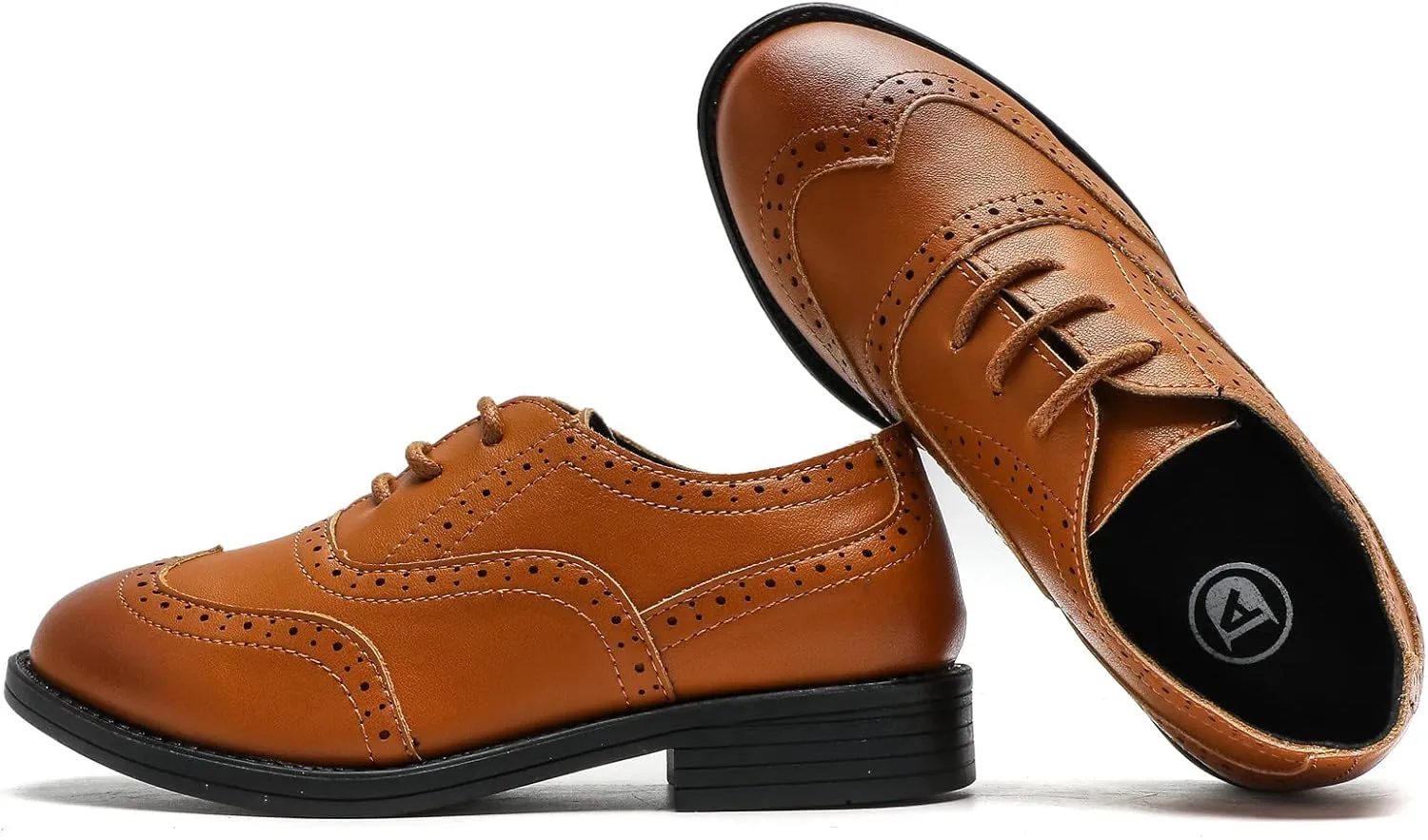 DADAWEN Boy's Classic Leather Lace Up Wingtip Comfort Oxford Shoes School Uniform Wedding Church Dress Shoes (Toddler/Big Kid/Little Kid)