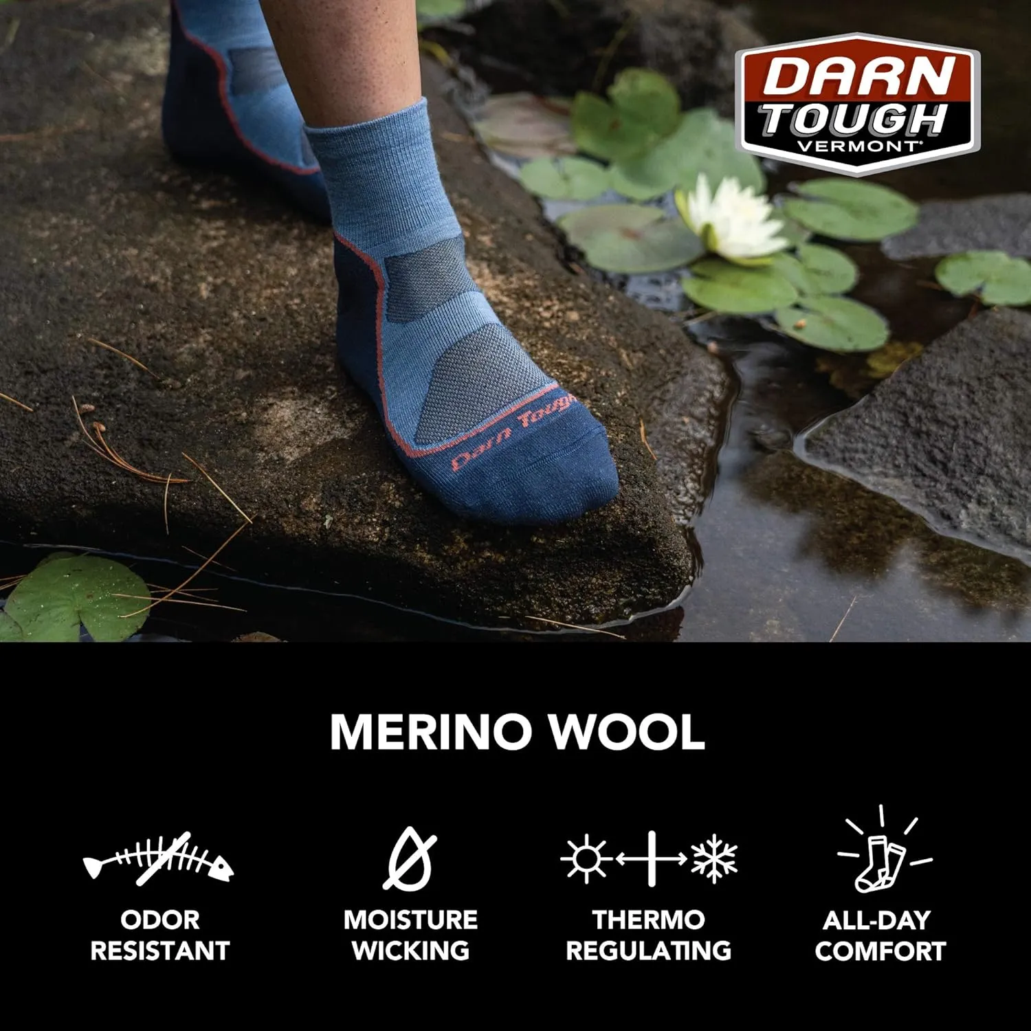 Darn Tough Vermont Light Hiker 1/4 Lightweight with Cushion