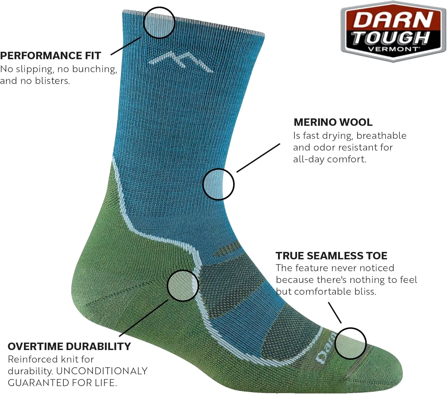 Darn Tough Women's Light Hiker Micro Crew Lightweight with Cushion Sock (Style 1967)