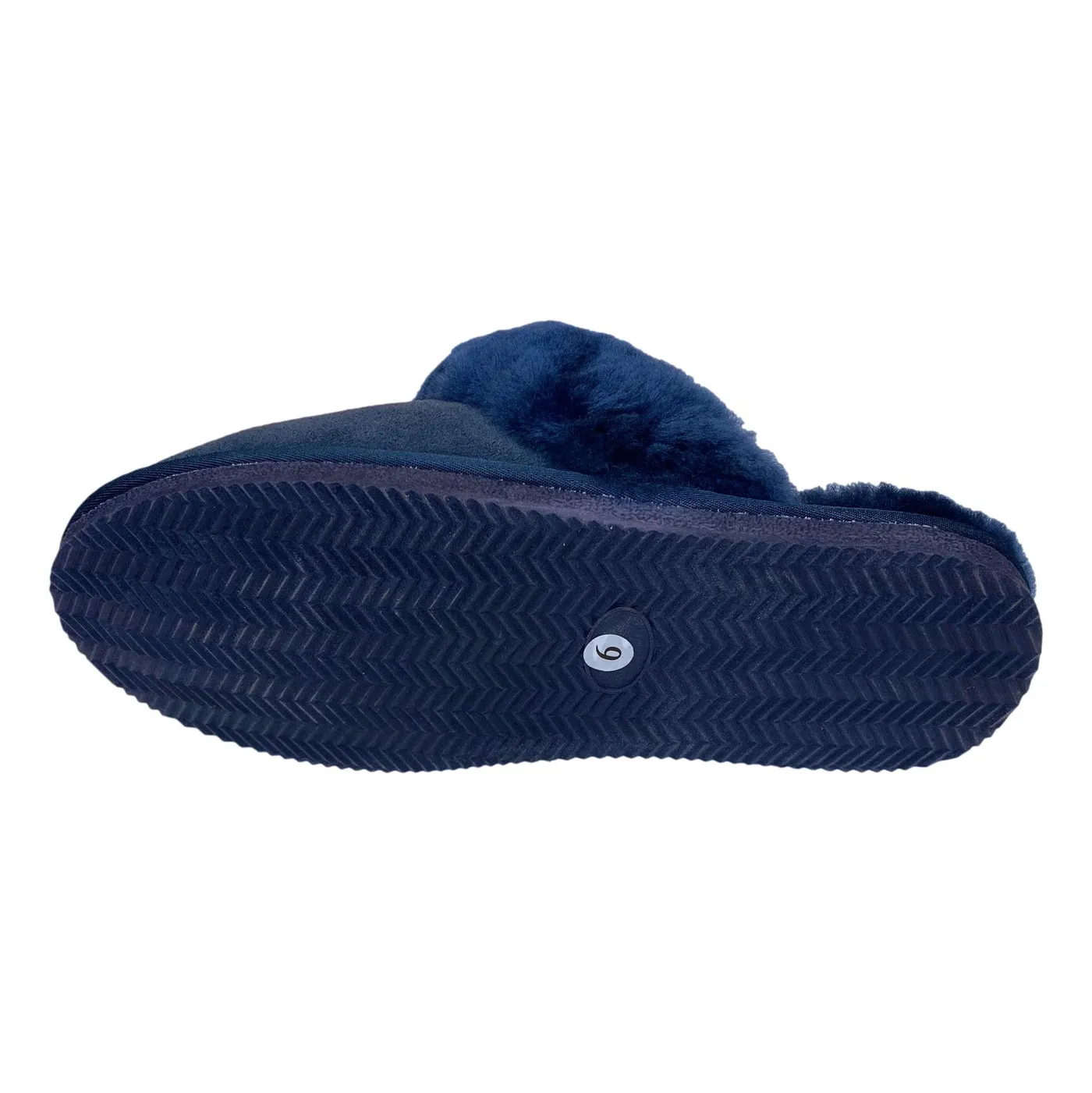 Deluxe Ladies 'Daisy' Sheepskin Slipper Mule - Navy