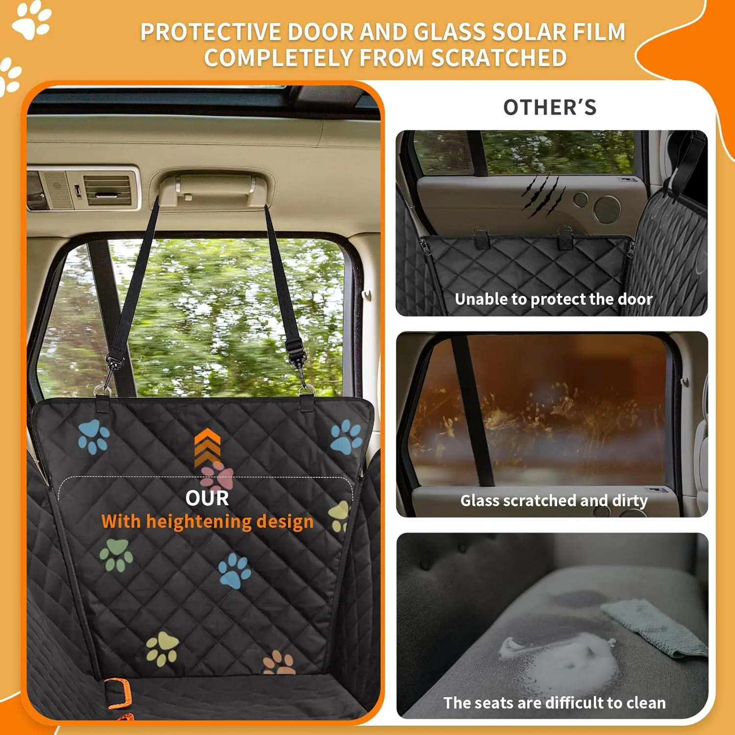 Dog Car Seat Cover - 100% Waterproof, Durable 600D 6-Layer Scratchproof Nonslip Pet Seat Cover with Mesh Window for Car, Truck & SUV