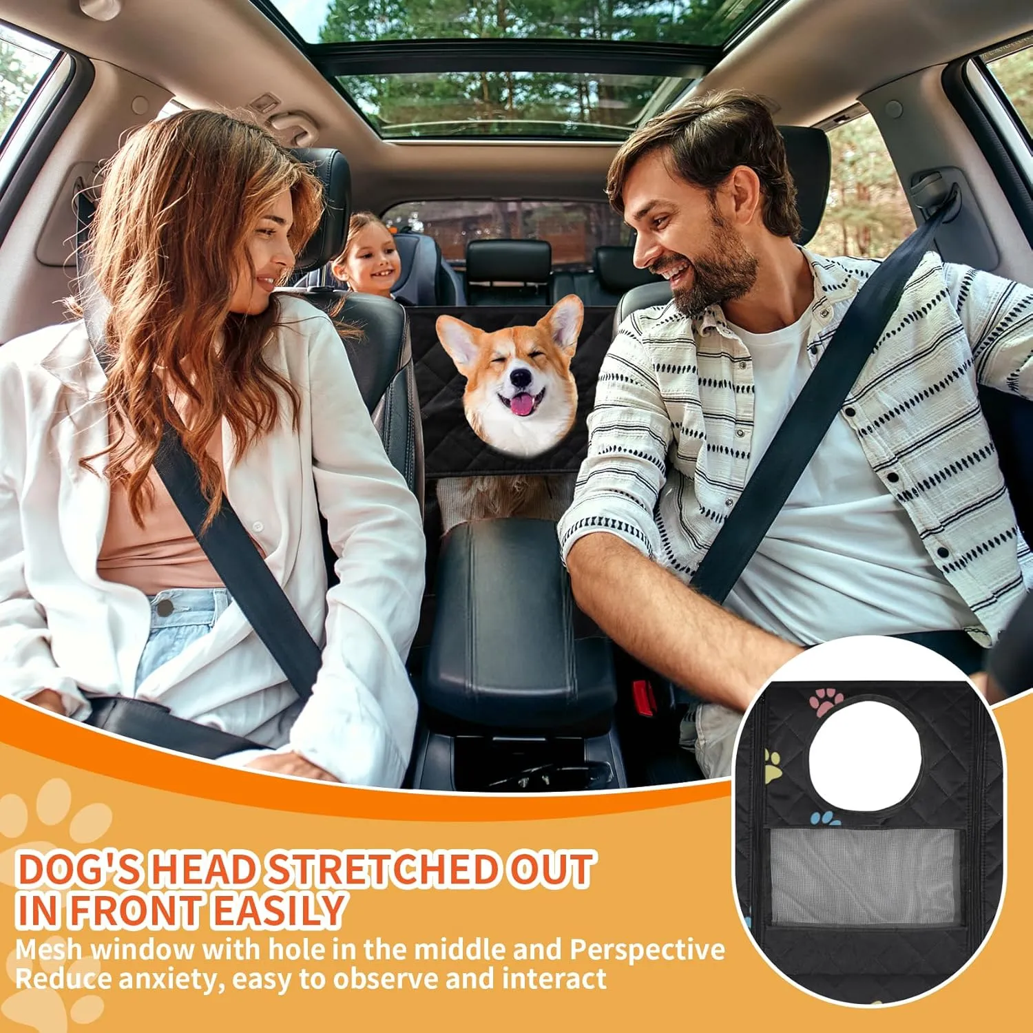 Dog Car Seat Cover - 100% Waterproof, Durable 600D 6-Layer Scratchproof Nonslip Pet Seat Cover with Mesh Window for Car, Truck & SUV