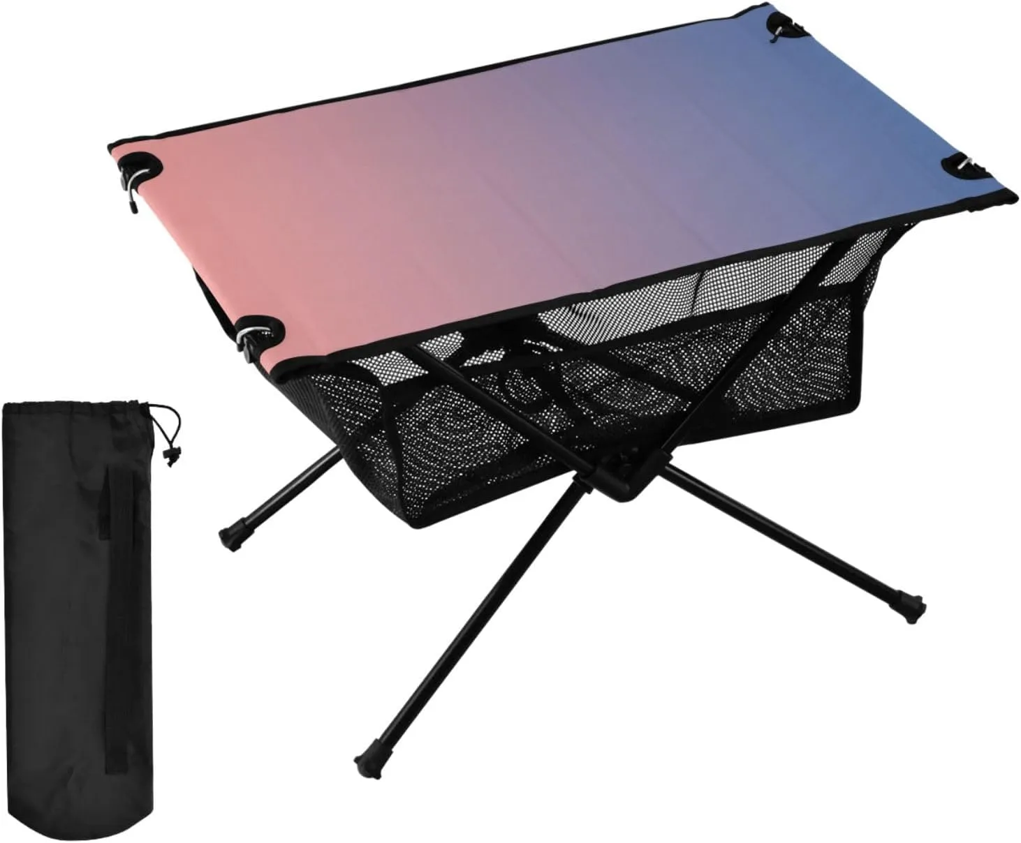 DOMIKING Blue Pink Gradient Portable Camping Table Folding Picnic Tables with Carrying Storage Bag Camp Tables for Hiking Cooking Fishing 23.6 * 15.6 * 15 in