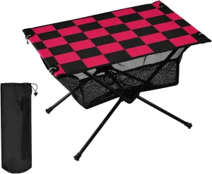 DOMIKING Checkerboard Black Red Plaid Portable Camping Table Folding Picnic Tables with Carrying Storage Bag Backpacking Table for Hike Outdoor Travel 23.6 * 15.6 * 15 in