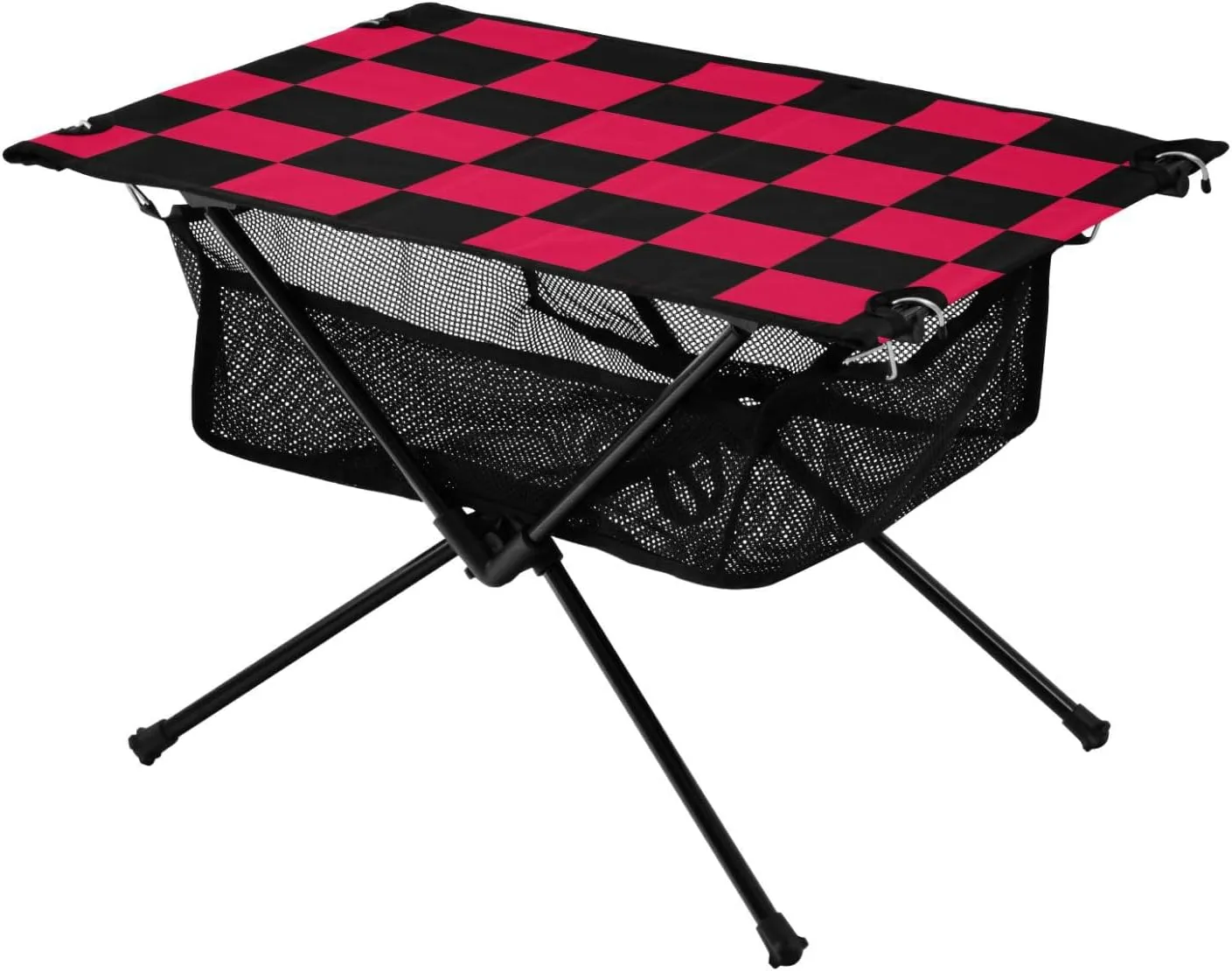 DOMIKING Checkerboard Black Red Plaid Portable Camping Table Folding Picnic Tables with Carrying Storage Bag Backpacking Table for Hike Outdoor Travel 23.6 * 15.6 * 15 in