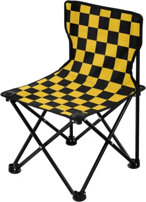 DOMIKING Checkerboard Yellow Black Plaid Kids' Portable Camping Chairs for Outdoor Beach Chair with Carry Bag Folding Chair for Beach Picnic Camping