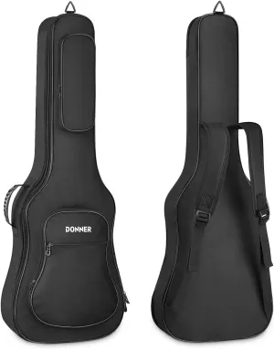 Donner 39 inch Electric Guitar Bag Gig Bag, 0.4 Inch Padded Sponge 600D Ripstop Waterproof Nylon Dustproof Soft Electric Guitar Case Adjustable Strap Black