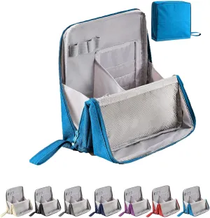 Doresty Makeup Bag,Standing Makeup Bag – Portable, Large Capacity,Waterproof,Multi-Purpose Large Capacity Oxford Cloth Standing Makeups Bags,for Daily,Travel (Blue)