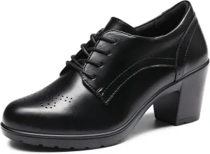 DREAM PAIRS Women's Heels Pointed Toe High Chunky Oxfords Shoes