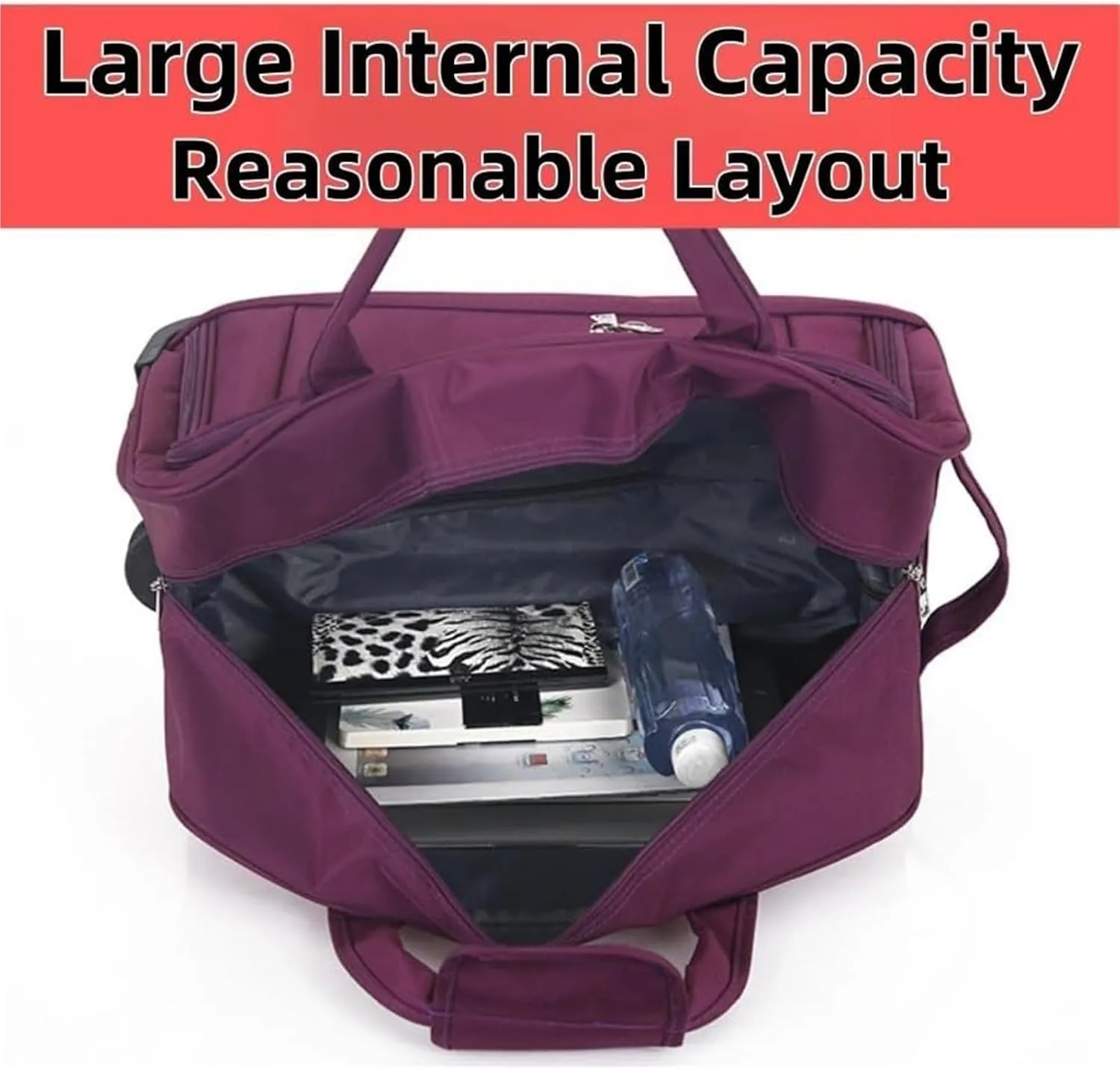 Durable Rolling Luggage， Large Capacity, Waterproof Lightweight Traveling Oxford Suitcase ，for Men Women, For Travel Camping Storage(Brown,Small)
