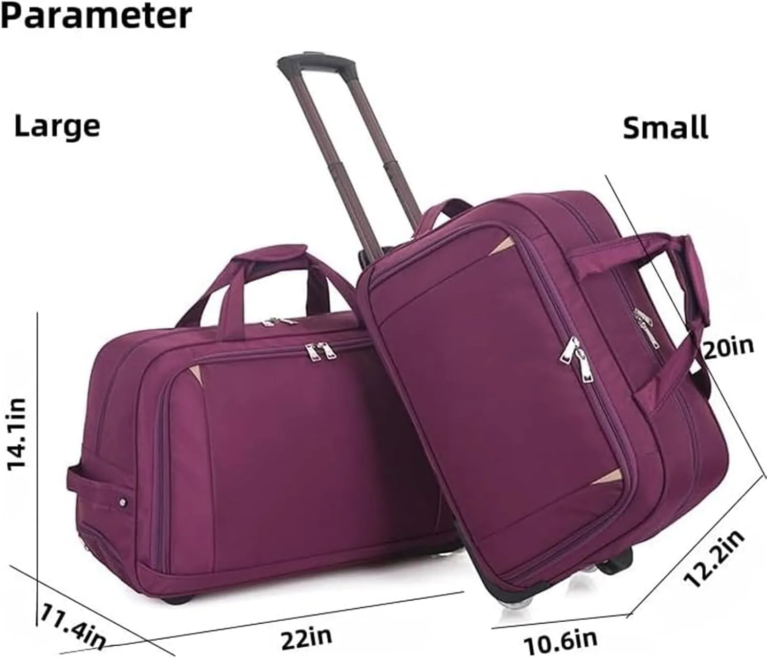 Durable Rolling Luggage， Large Capacity, Waterproof Lightweight Traveling Oxford Suitcase ，for Men Women, For Travel Camping Storage(Brown,Small)