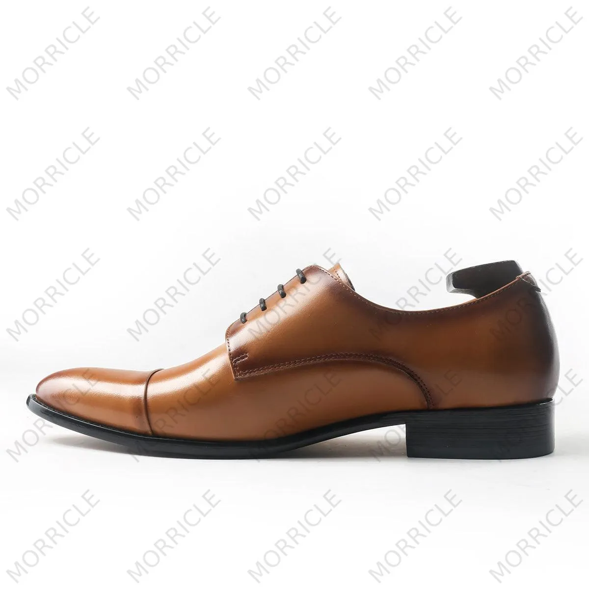 Elegant Light Brown Cap Toe Derby Shoes