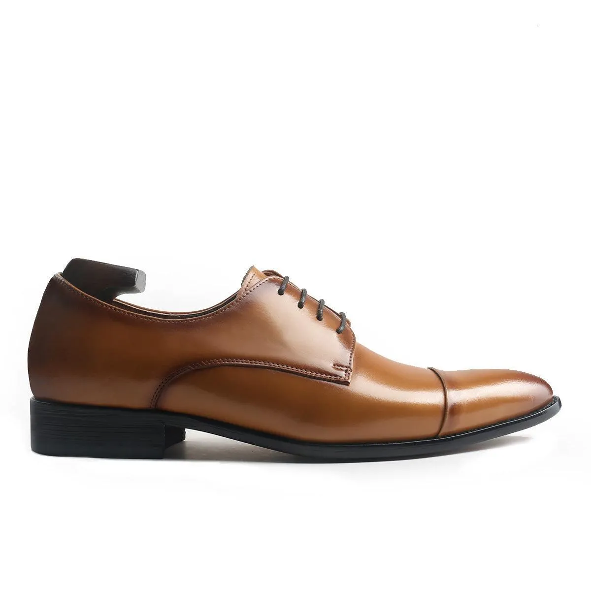 Elegant Light Brown Cap Toe Derby Shoes