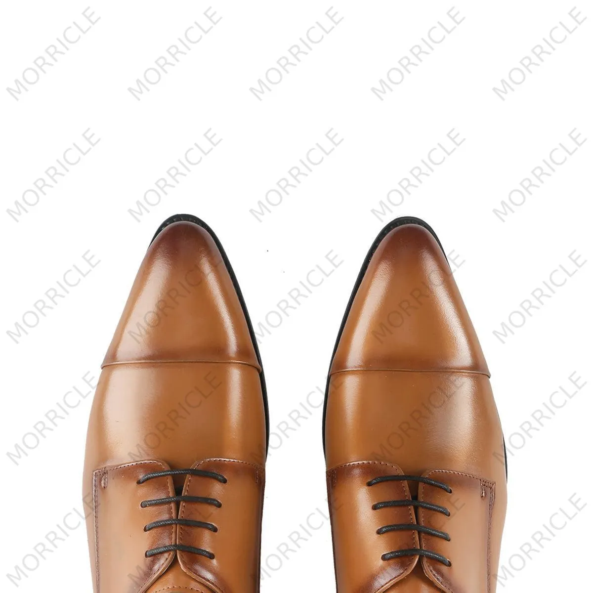 Elegant Light Brown Cap Toe Derby Shoes