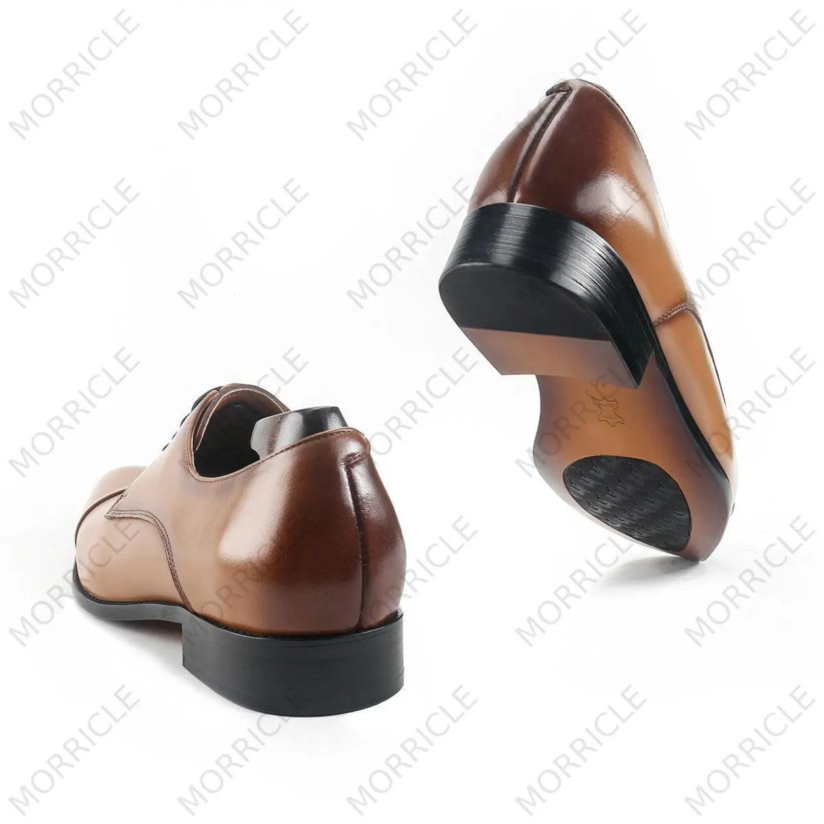 Elegant Light Brown Cap Toe Derby Shoes