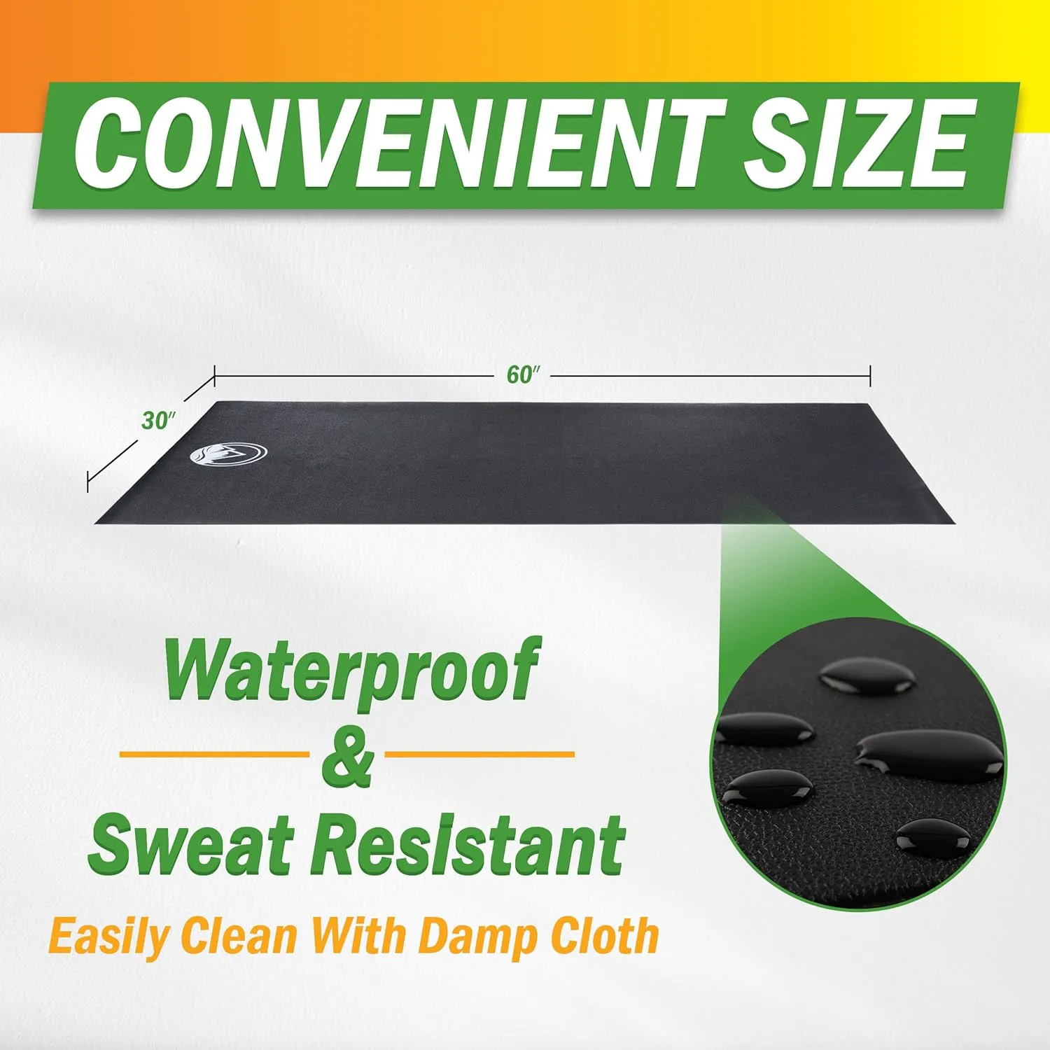 Exercise Bike Mat - 30x60in Non-Slip Waterproof Indoor Cycle or Treadmill Pads - Noise-Reducing 0.23-Inch-Thick Workout Mats by Wakeman