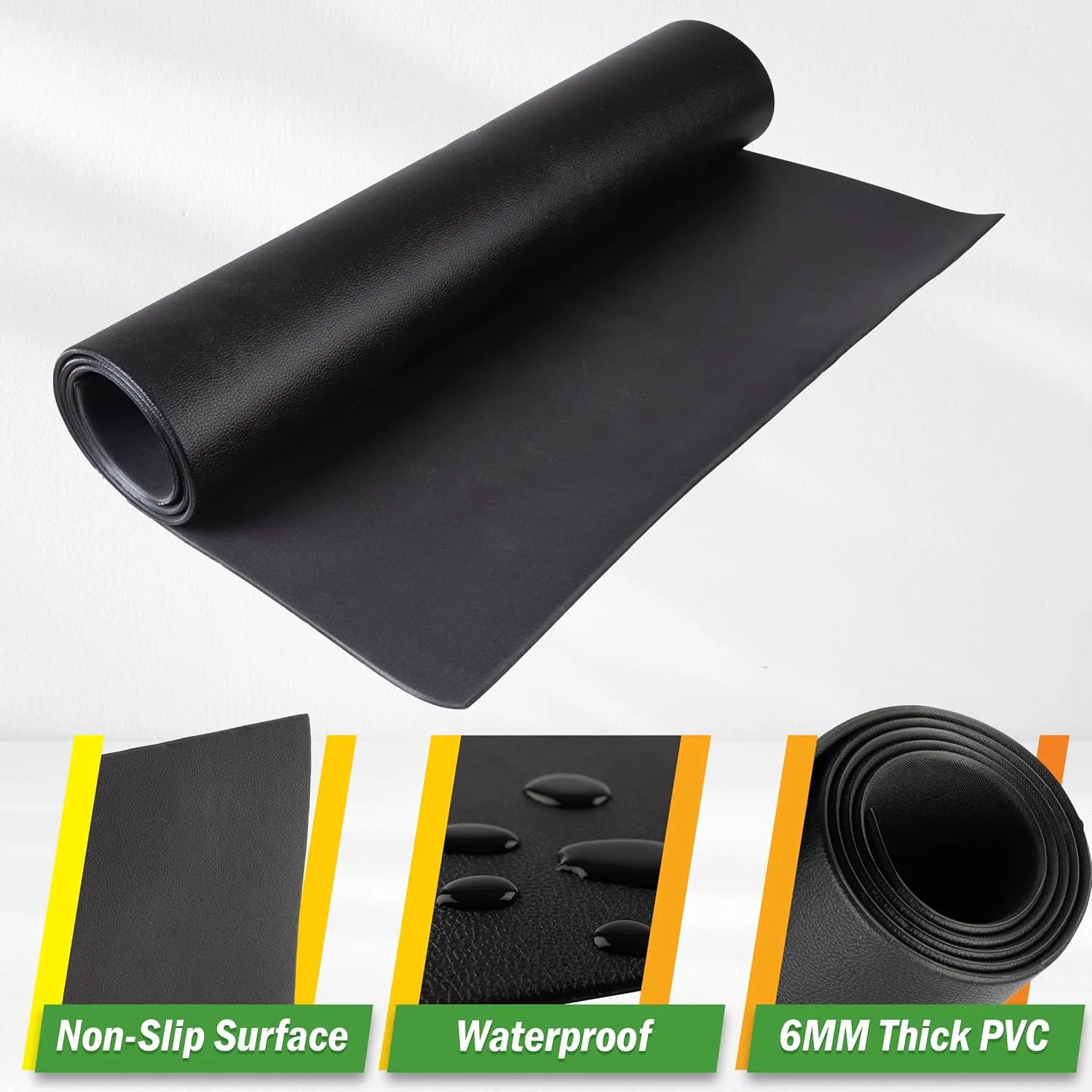 Exercise Bike Mat - 30x60in Non-Slip Waterproof Indoor Cycle or Treadmill Pads - Noise-Reducing 0.23-Inch-Thick Workout Mats by Wakeman