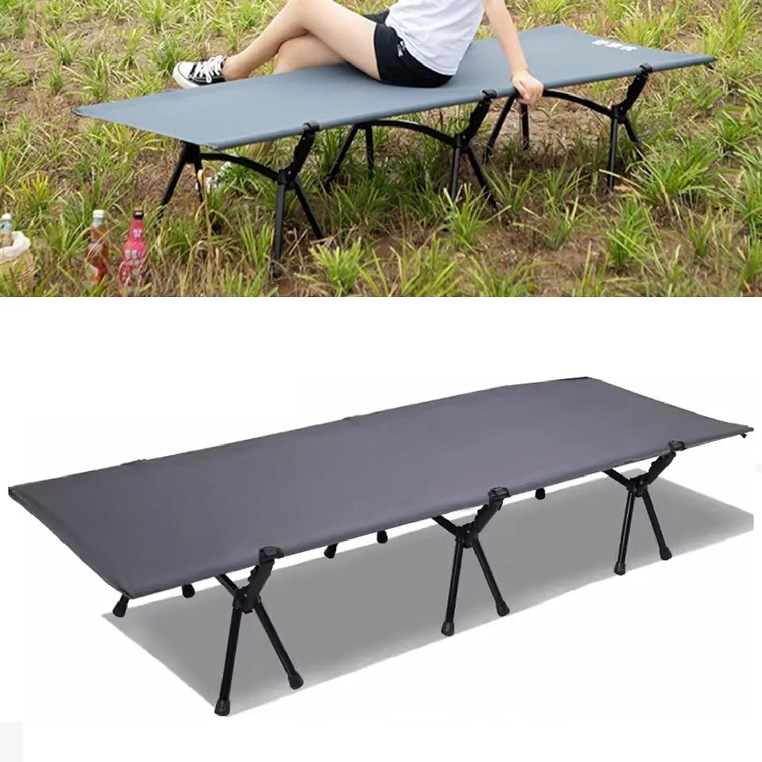 Extra-Wide Camping Cot, Upgrade Sturdy Camping Bed, Cots for Sleeping Support 120kg, with Carry Bag Ultralight Backpacking Cot