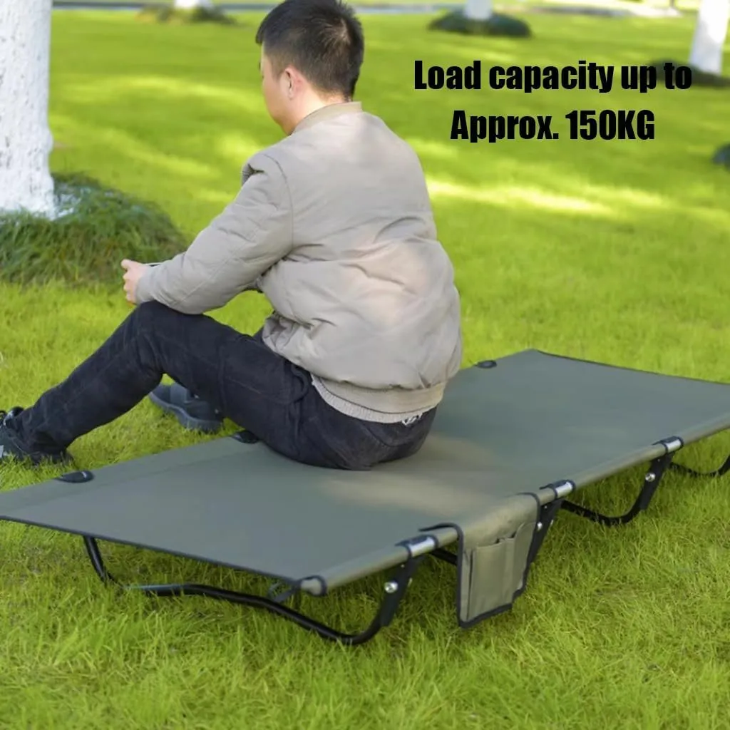 Extra-Wide Camping Cot, Upgrade Sturdy Camping Bed, Cots for Sleeping Support 150kg, Portable Cot with Carry Bag Ultralight Backpacking Cot(Green)