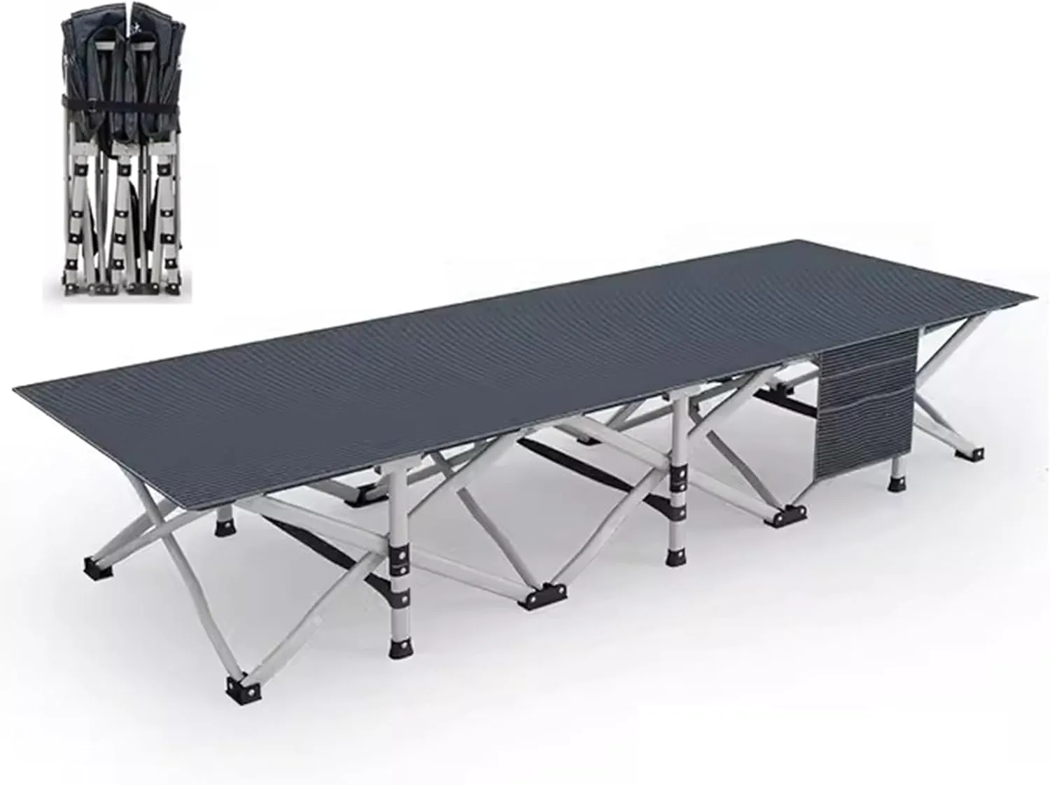 Extra-Wide Camping Cot, Upgrade Sturdy Camping Bed, for Sleeping Support 500lb, Folding Cot with Side Pocket, Portable Cot with Carry Bag
