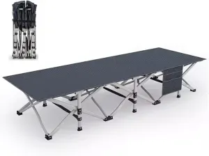 Extra-Wide Camping Cot, Upgrade Sturdy Camping Bed, for Sleeping Support 500lb, Folding Cot with Side Pocket, Portable Cot with Carry Bag
