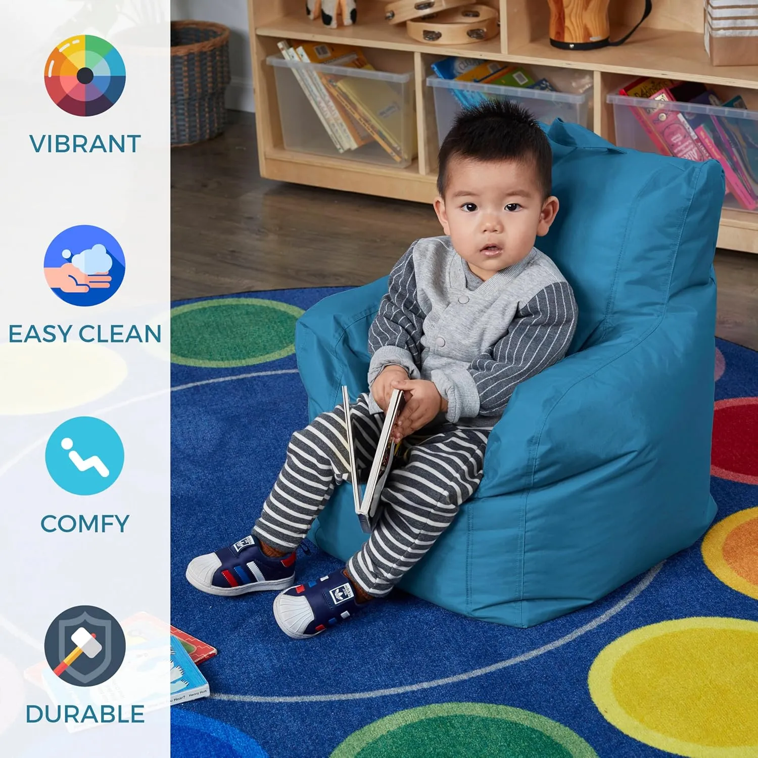 Factory Direct Partners 10483-AQ Cali Little Bear Sack Bean Bag Chair, Dirt-Resistant Coated Oxford Fabric - Aqua