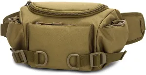 Fanny Pack Men's Waist Bag Shoulder Bag Large Capacity Tactical Belt Bags for Men 5 Pocket Outdoor Sporting Male Fanny Pack (Brown)