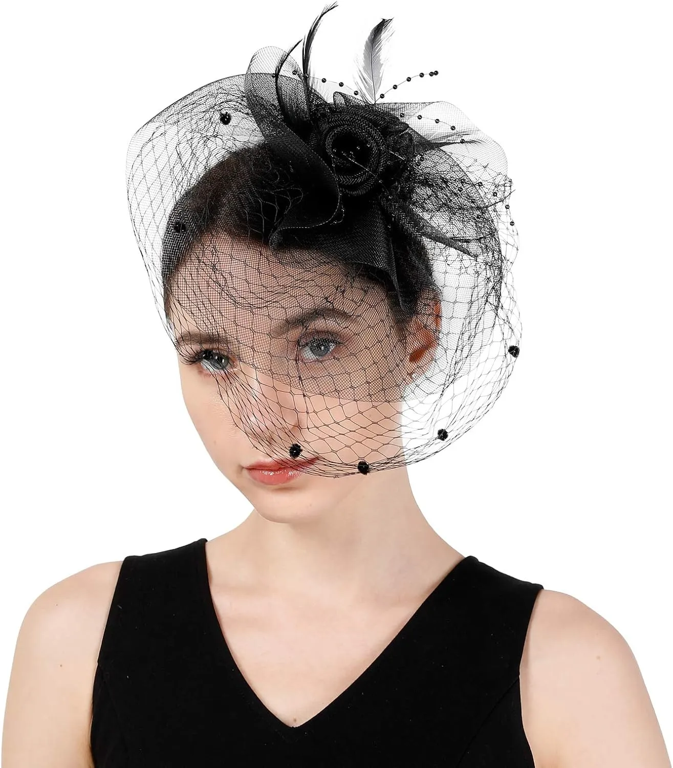 Fascinator Hat for Women Tea Party Wedding Derby Headband, 1920s Fascinator Hat