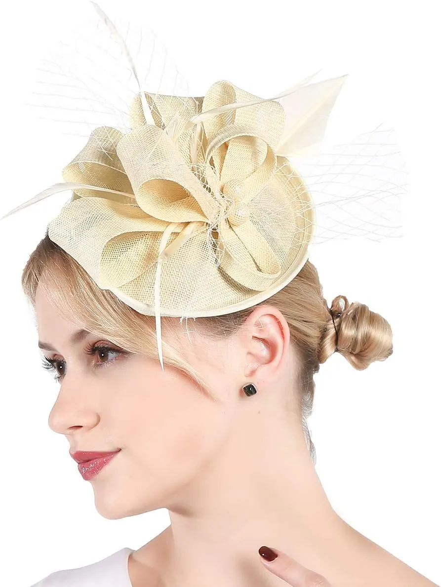 Fascinators Hat for Women Tea Party Headband Derby Wedding Bridal Headband Clips Headpiece