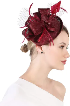 Fascinators Hat for Women Tea Party Headband Derby Wedding Bridal Headband Clips Headpiece