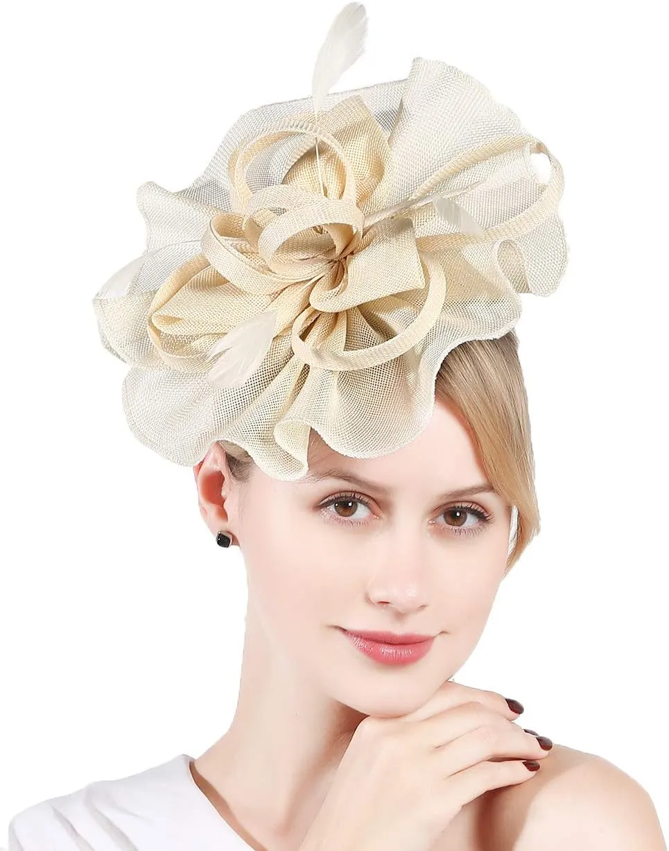 Fascinators Hat for Women Tea Party Headband Derby Wedding Bridal Headband Clips Headpiece