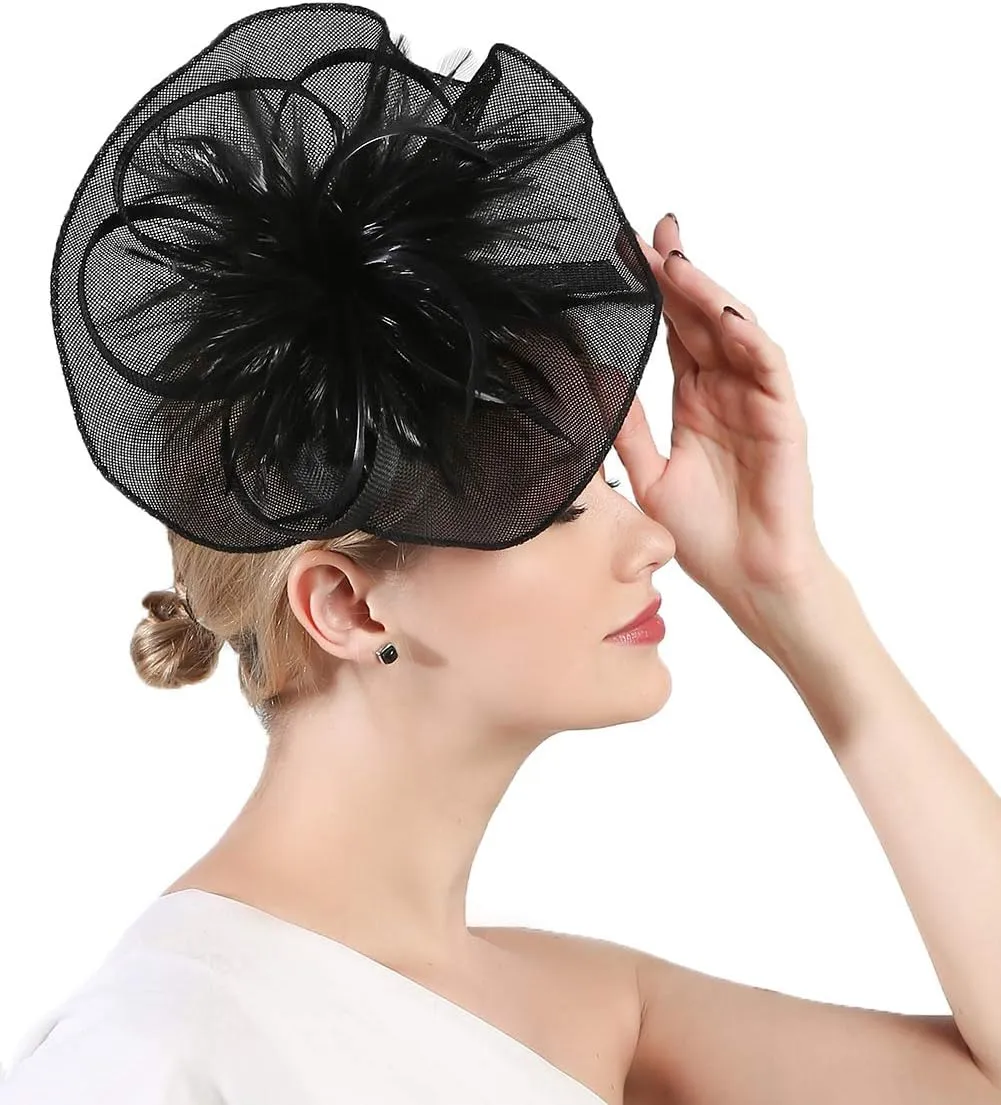 Fascinators Hat for Women Tea Party Headband Derby Wedding Bridal Headband Clips Headpiece