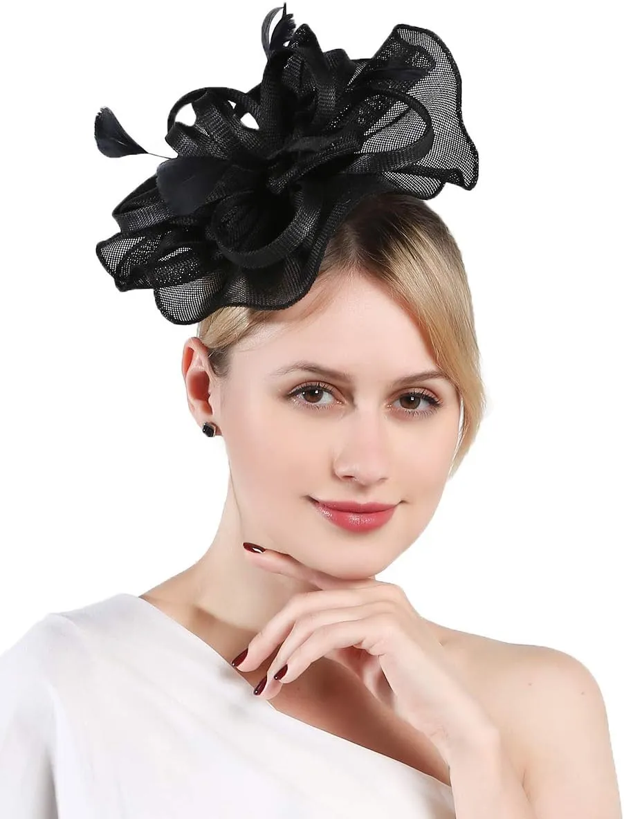 Fascinators Hat for Women Tea Party Headband Derby Wedding Bridal Headband Clips Headpiece