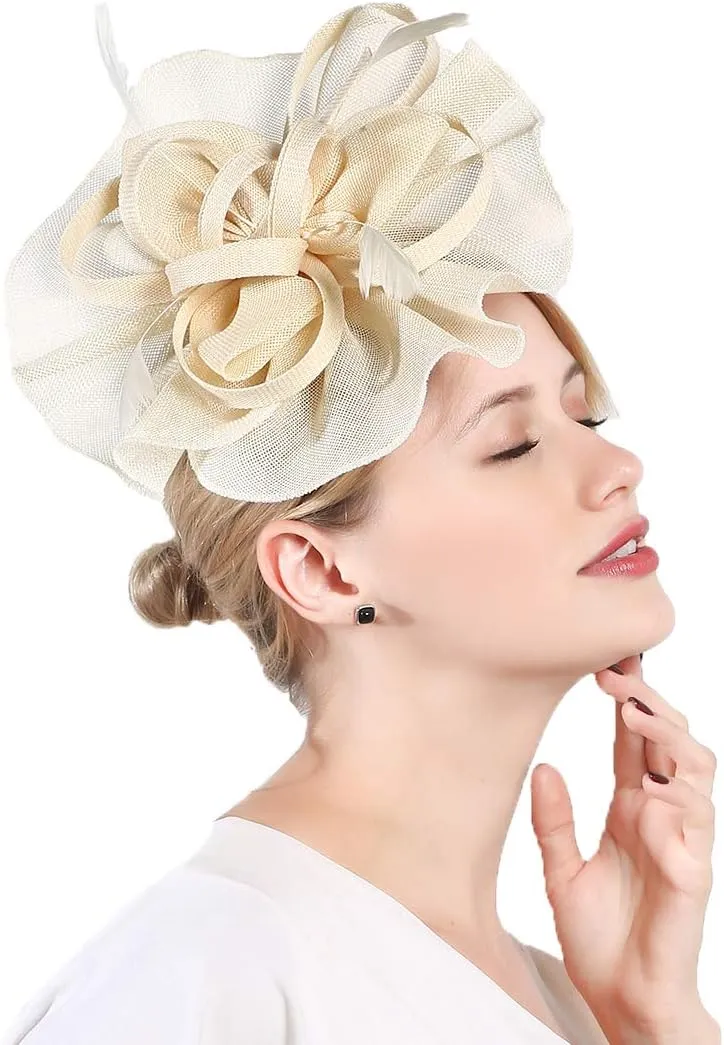 Fascinators Hat for Women Tea Party Headband Derby Wedding Bridal Headband Clips Headpiece