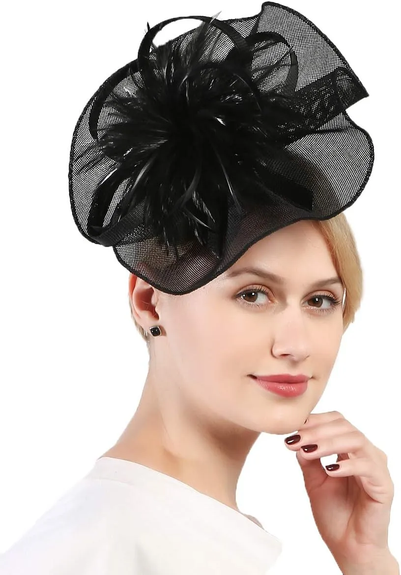 Fascinators Hat for Women Tea Party Headband Derby Wedding Bridal Headband Clips Headpiece
